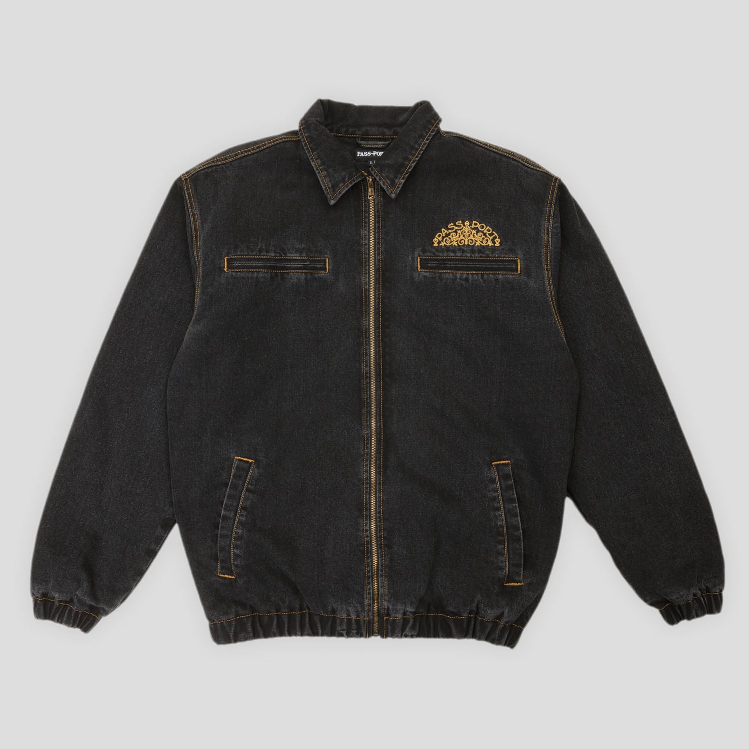 Pass~Port 'Vineyard Birds Denim Delivery' Jacket (Washed Black)