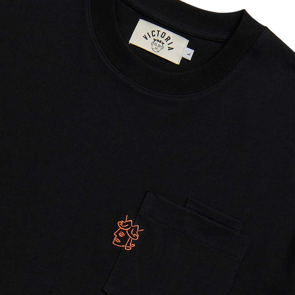 VICTORIA 'Double Pocket Logo' T-Shirt (Black)