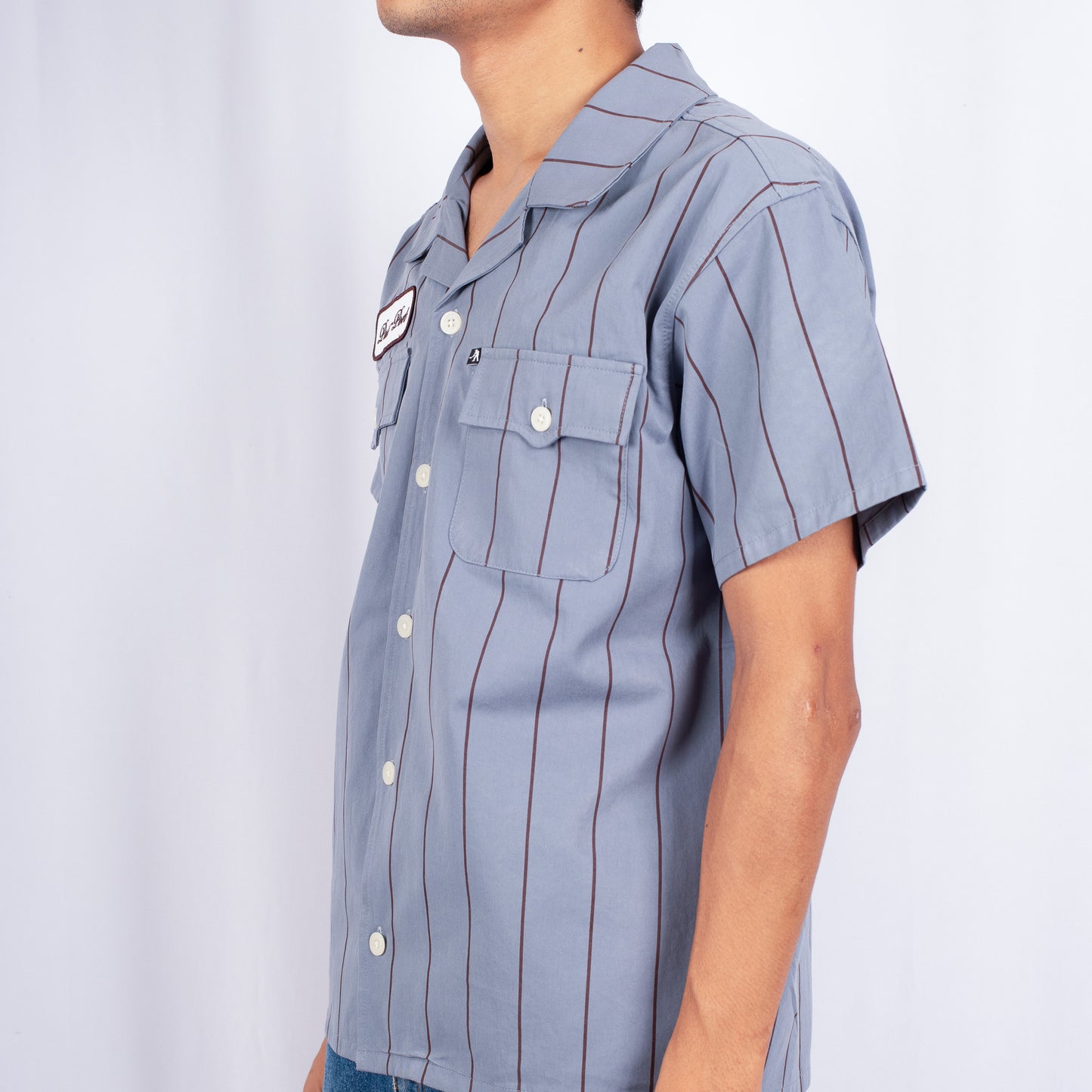 Pass~Port 'Striped Casual' T-Shirt (Light Blue)