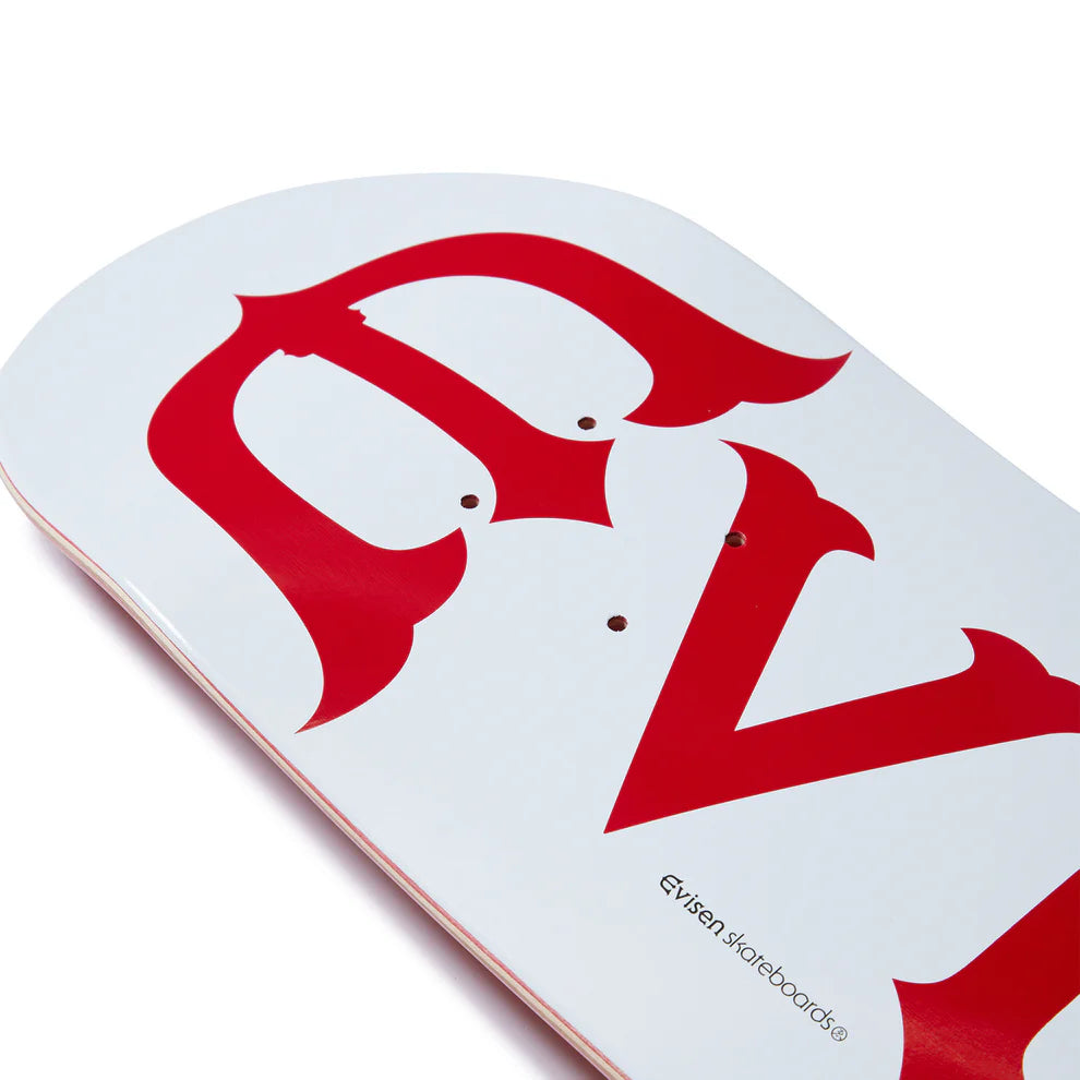 Evisen 8.5" 'Evi-Logo' Deck (White/Red)