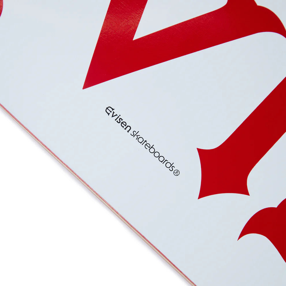 Evisen 8.5" 'Evi-Logo' Deck (White/Red)