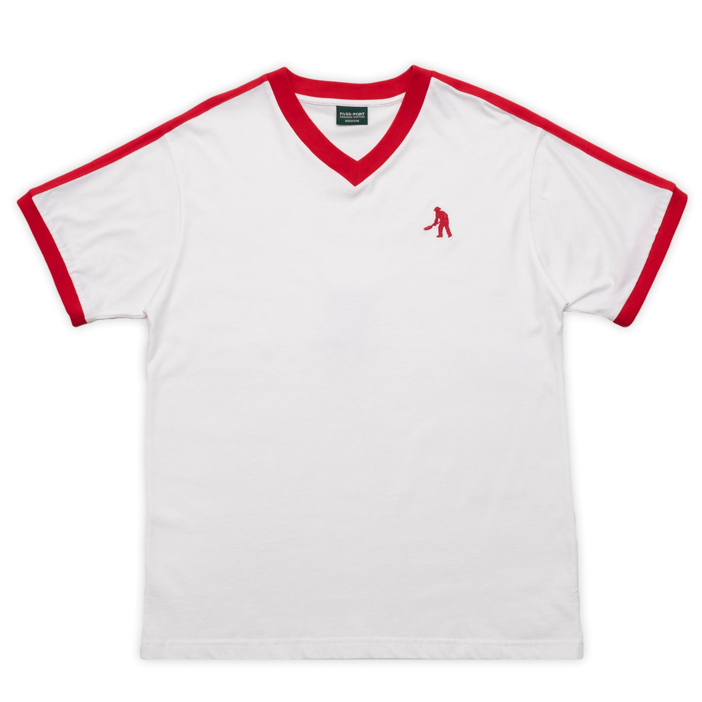 Pass~Port Workers Stripe Organic Cotton Jersey (White/Red)