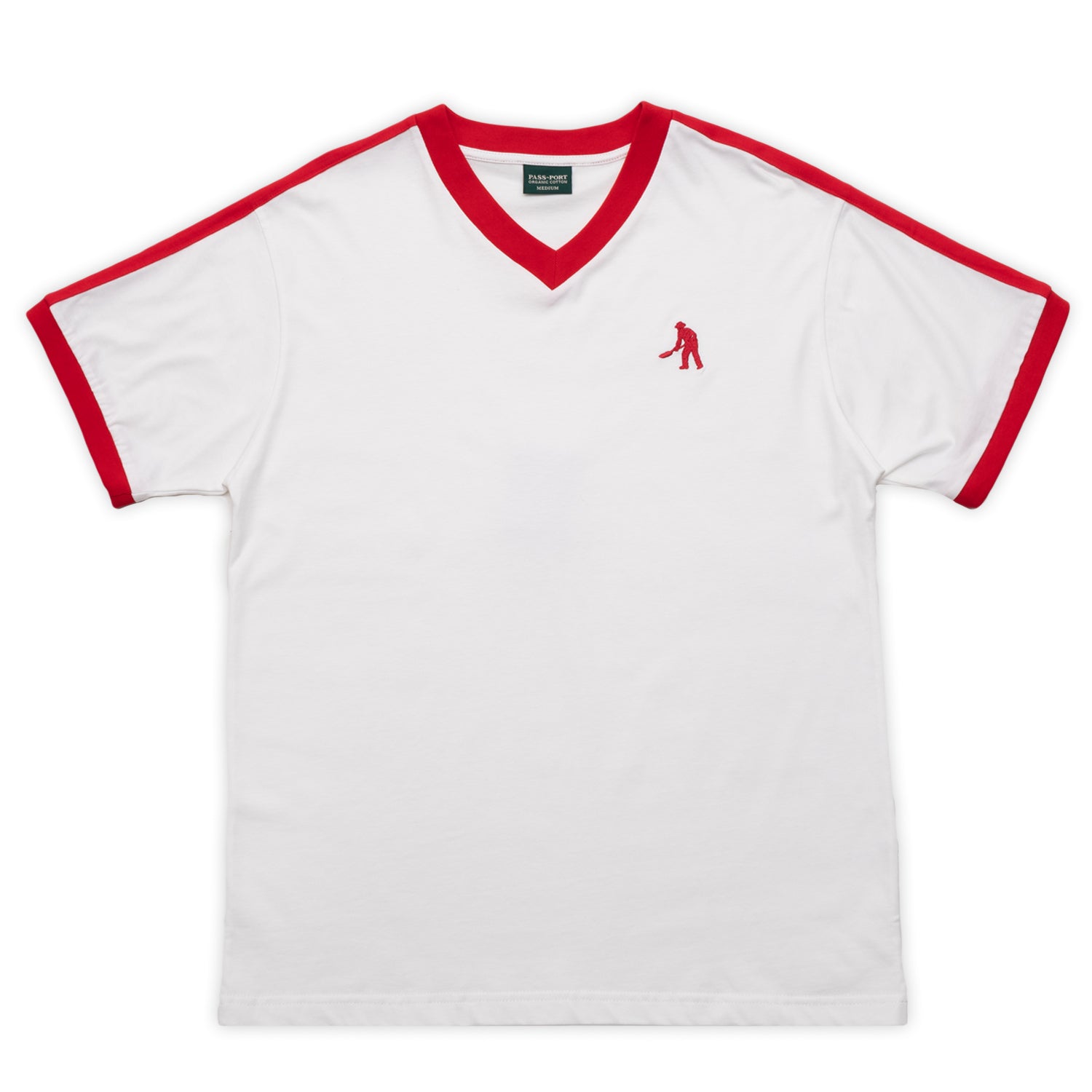 Pass~Port 'Workers Stripe Organic Cotton Jersey' T-Shirt (White/Red)