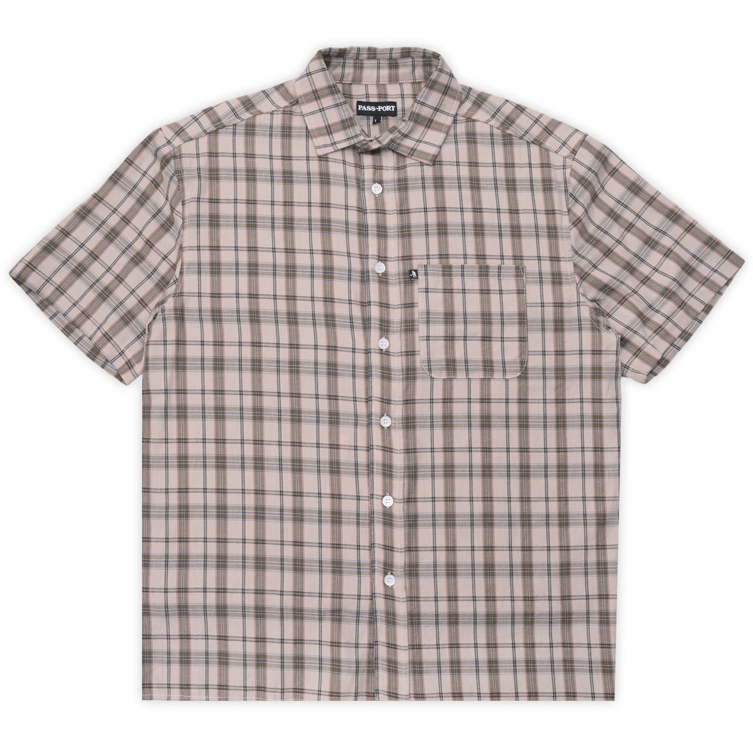 Pass~Port 'Workers Check -Sleeve R44' Short-Sleeve Shirt (Sand)