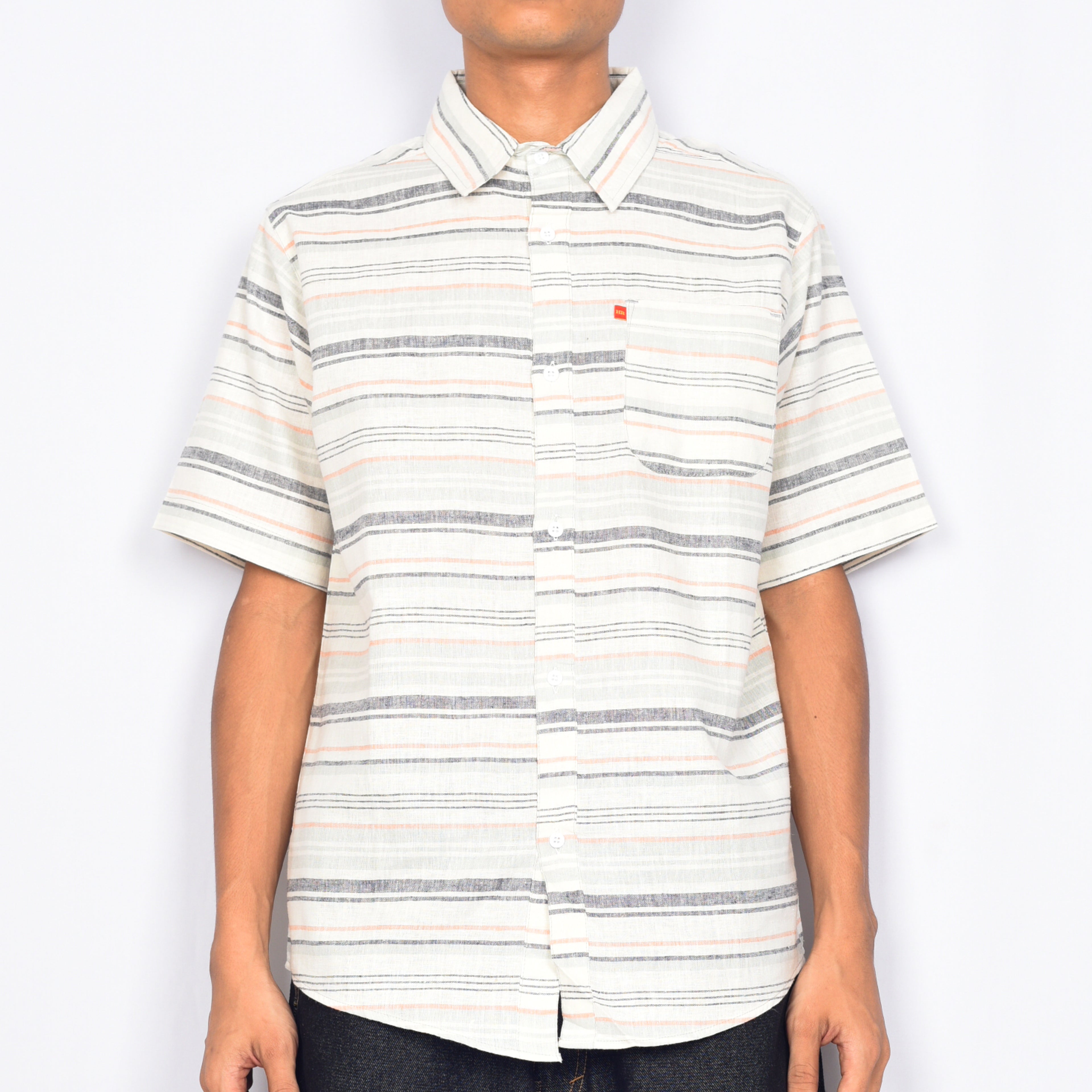 Holiday Route 'Striped' Button Up Shirt (Cream)