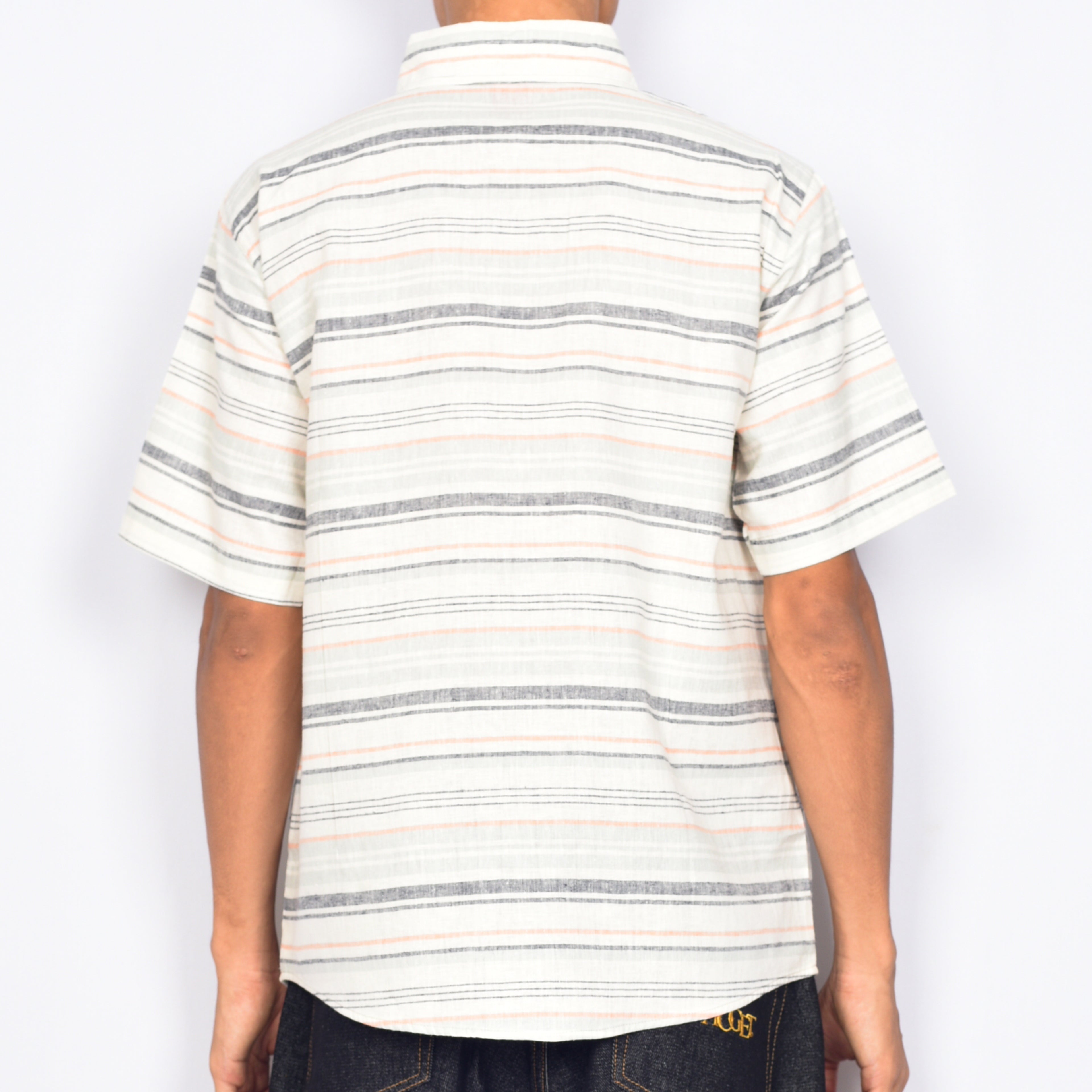Holiday Route 'Striped' Button Up Shirt (Cream)