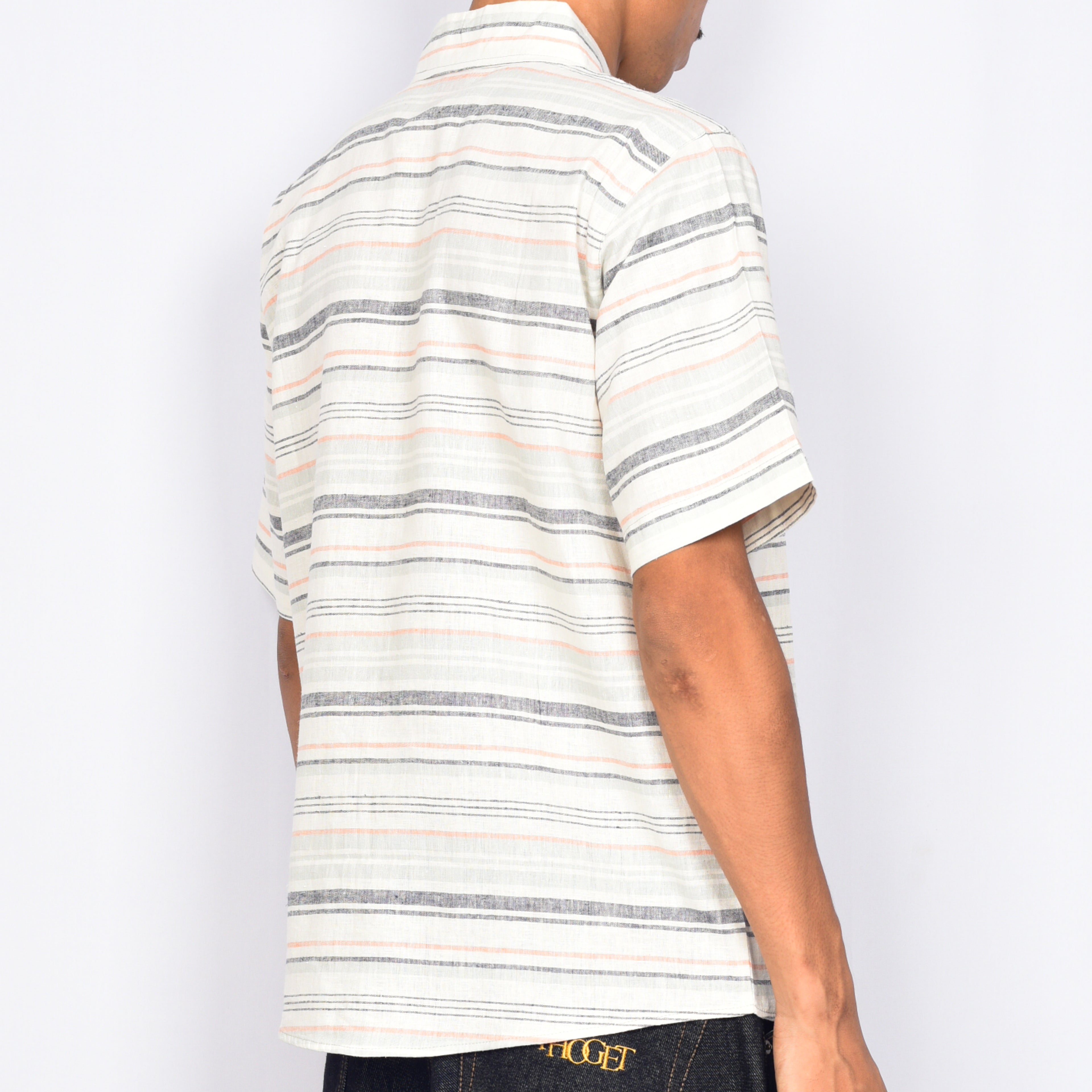 Holiday Route 'Striped' Button Up Shirt (Cream)