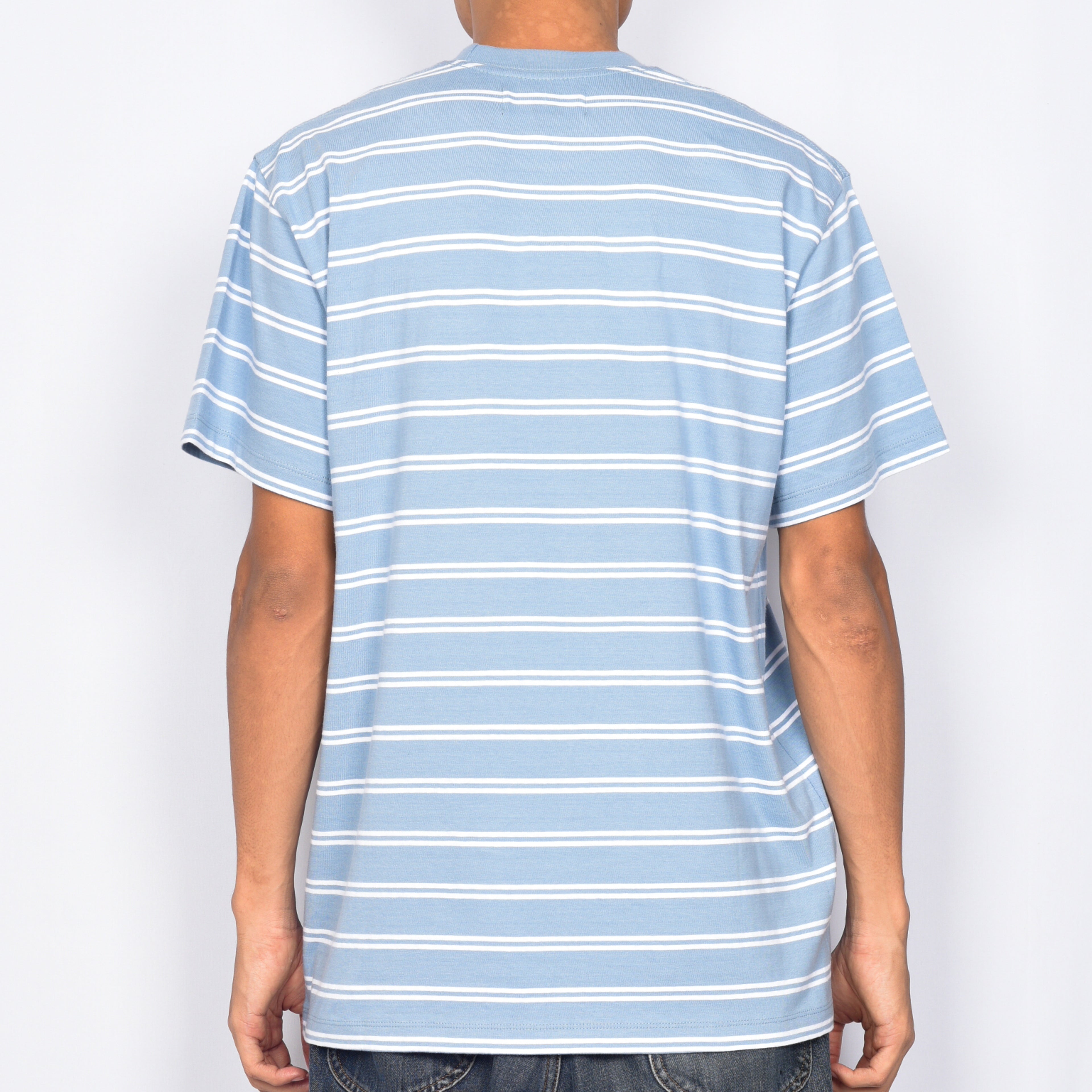 Tired Skateboards 'Stamped Stripe Pocket' T-Shirt (Bright Blue)