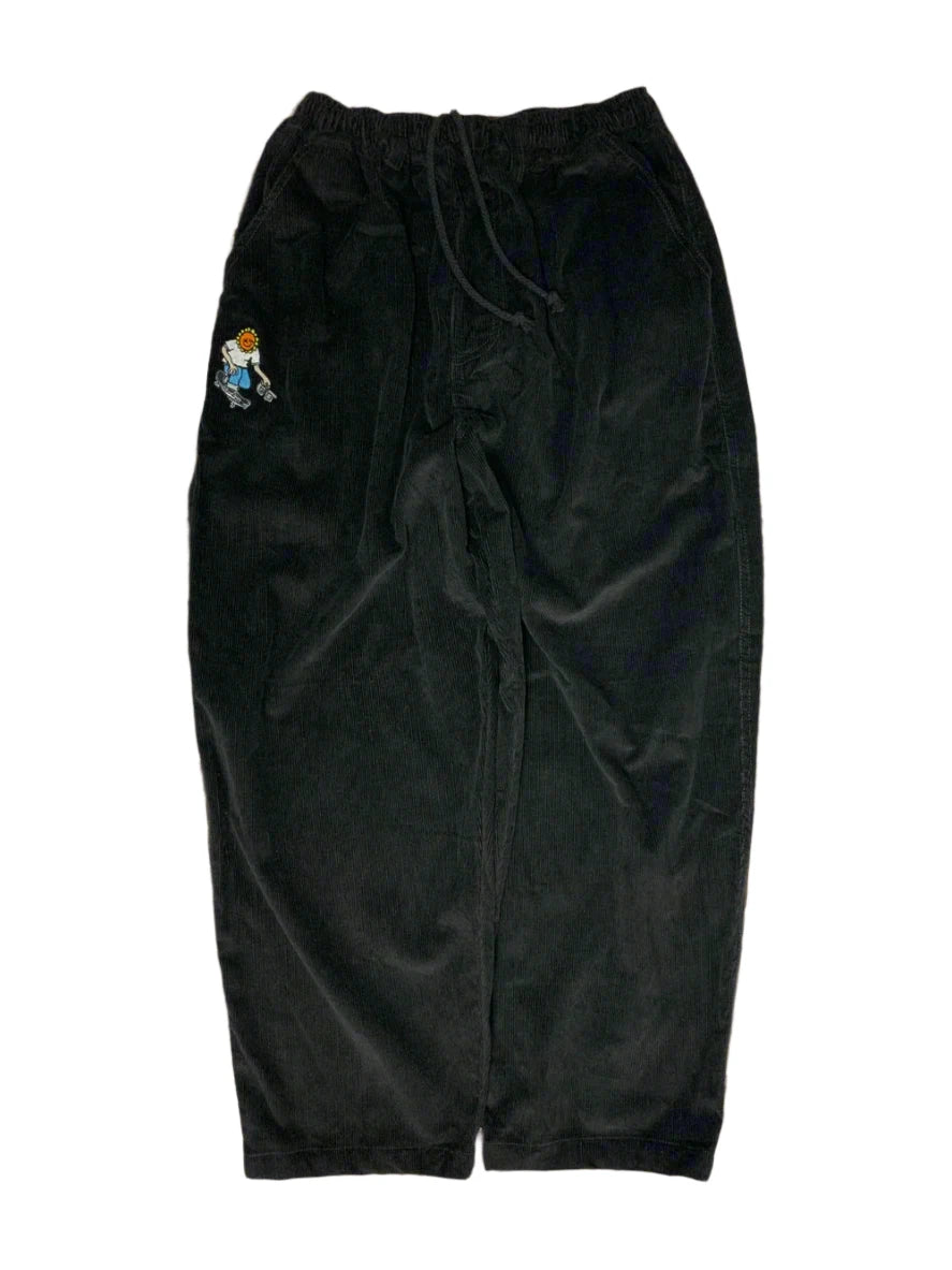 TELEVISI STAR BLACK COTTON CORDUROY BAGGY OG PANTS SUNFLOWER