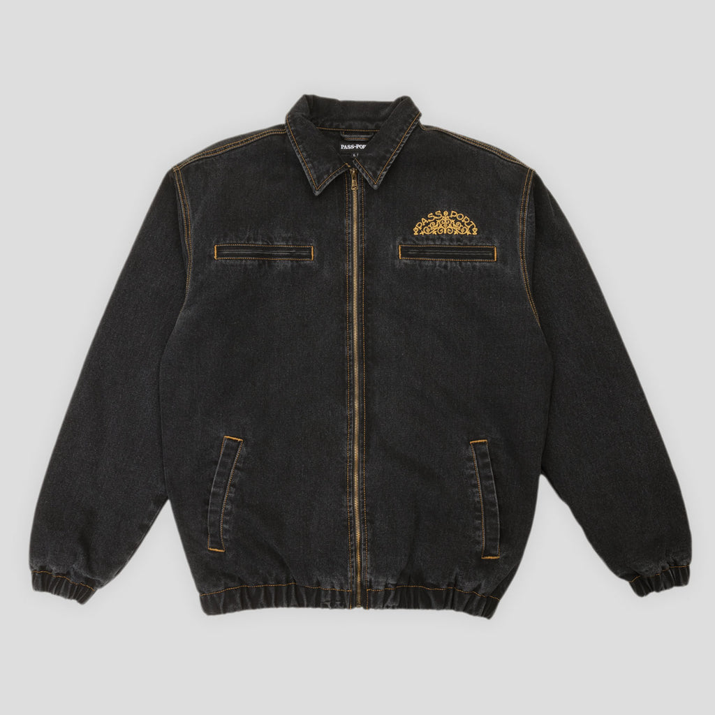 Pass~Port 'Vineyard Birds Denim Delivery' Jacket (Washed Black)