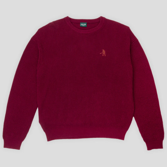 Pass~Port: Organic Cotton Waffle Knit Sweater (MAROON)