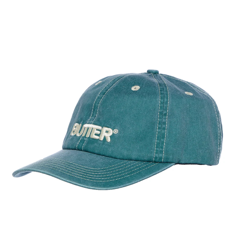 Butter Goods 'Rounded Logo' 6 Panel Cap (Washed Ocean)