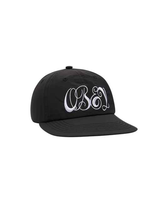 OBEY SCRIPT NYLON STRAPBACK (BLACK)