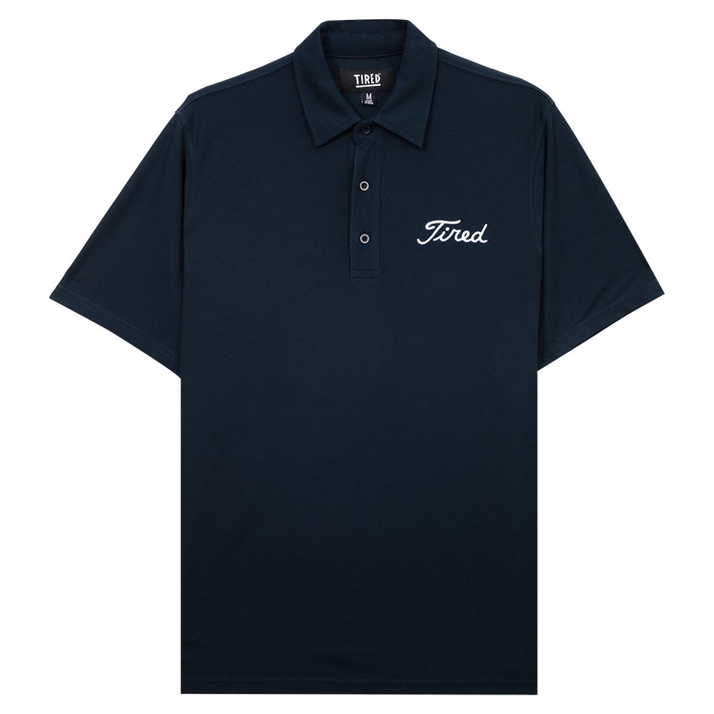 Tired Skateboards "Golf" Polo T-Shirt (Navy Blue)