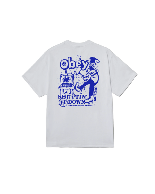 OBEY SMASH THE CONTROL MACHINE CLASSIC T-SHIRT (WHITE)