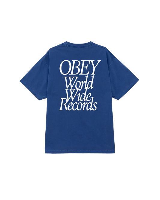OBEY WORLDWIDE RECORDS PIGMENT BOX T-SHIRT (PIGMENT ELECTRIC INDIGO)
