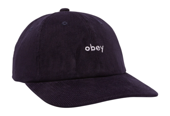 OBEY Lowercase Corduroy 6 Panel Strapback (Black)