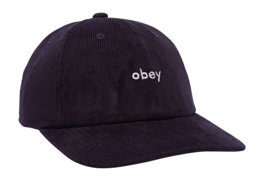 OBEY Lowercase Corduroy 6 Panel Strapback (Black)