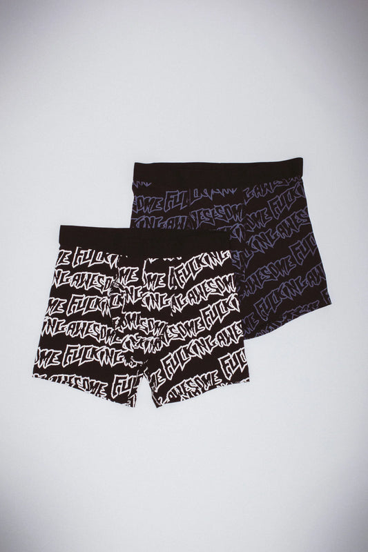 FA WORLD ENTERTAINMENT Stamp Logo Boxer Brief Two Pack (Black / White)