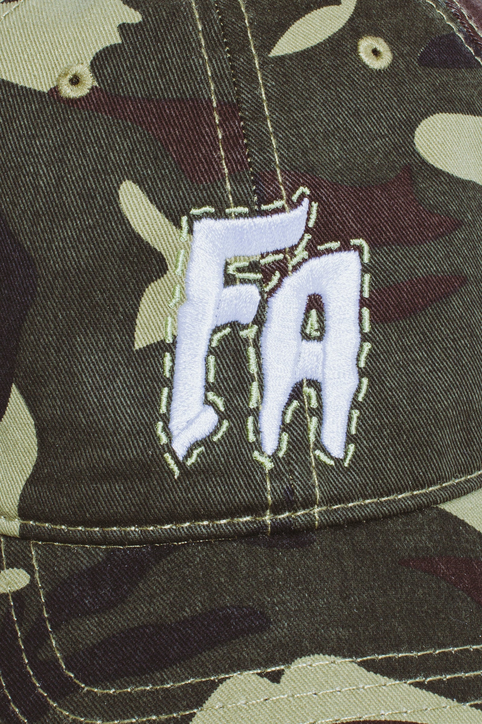 FA World Entertainment 'Camo Seduction Contrast' Stitch 6 Panel Hat (Washed Camo)