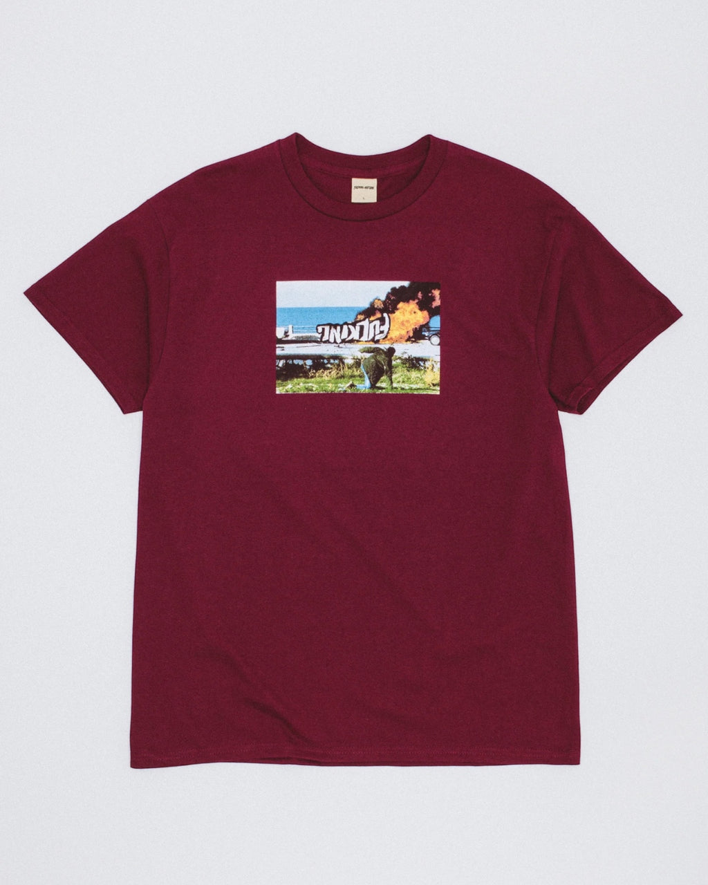 FA World Entertainment 'Car Burn' T-Shirt (Maroon)