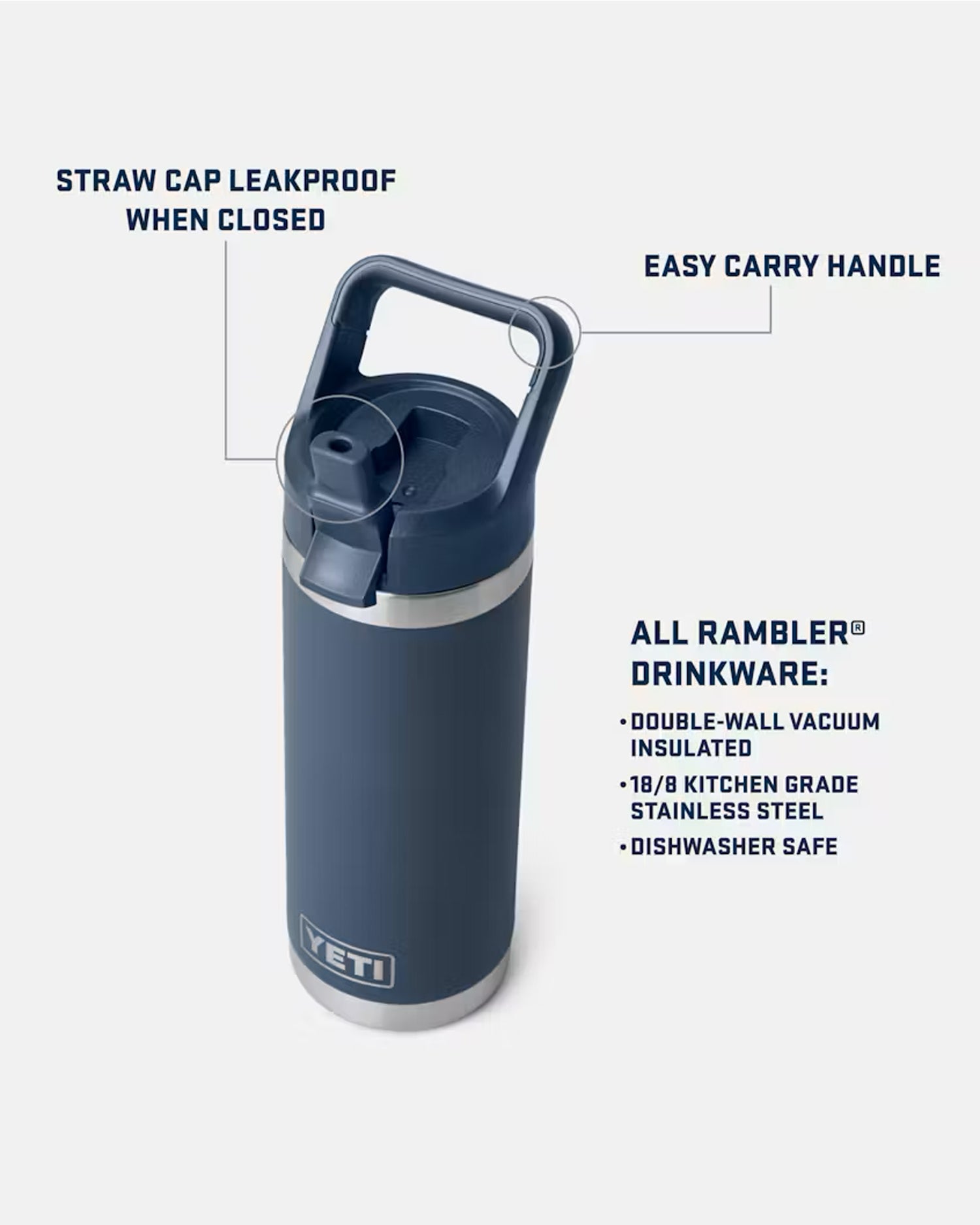 YETI 'Rambler 18 OZ' Water Bottle with Color-Matched Straw Cap (Seafoam)