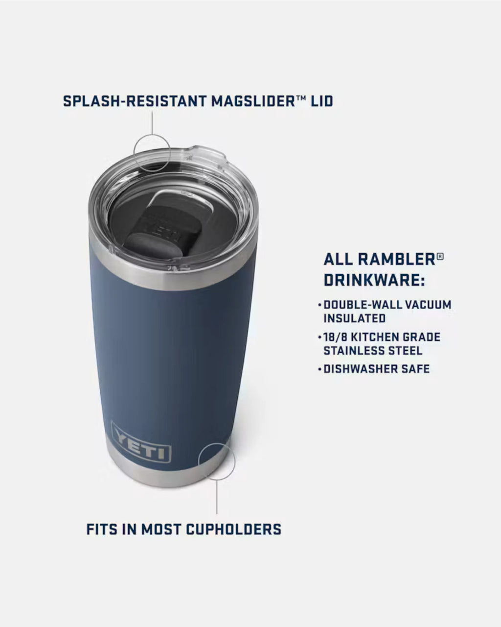YETI 'Rambler 20 OZ' Tumbler With Magslider Lid (Moon Dust)