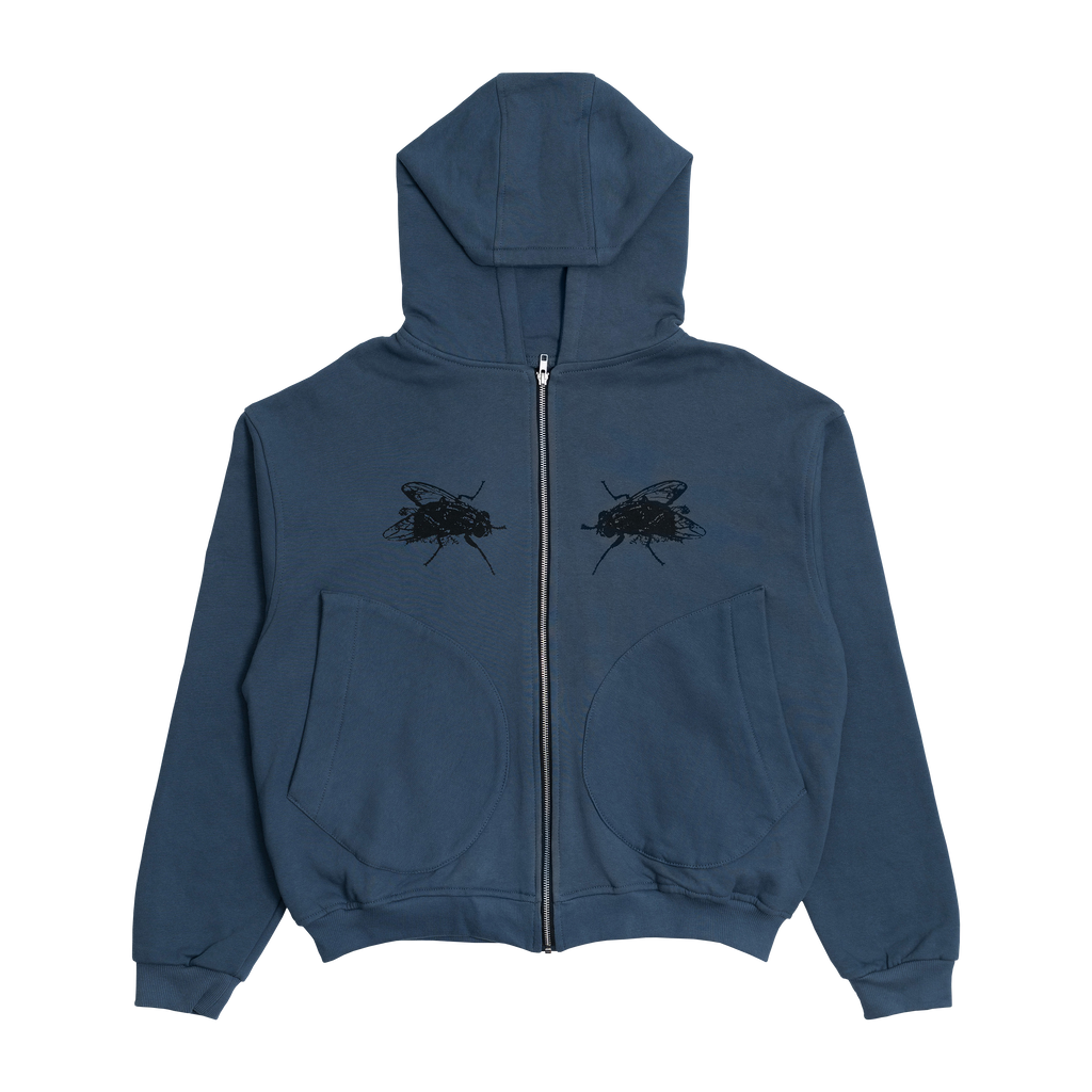 TY 'Creative War' Zip-Up Hoodie (Dusty Blue)