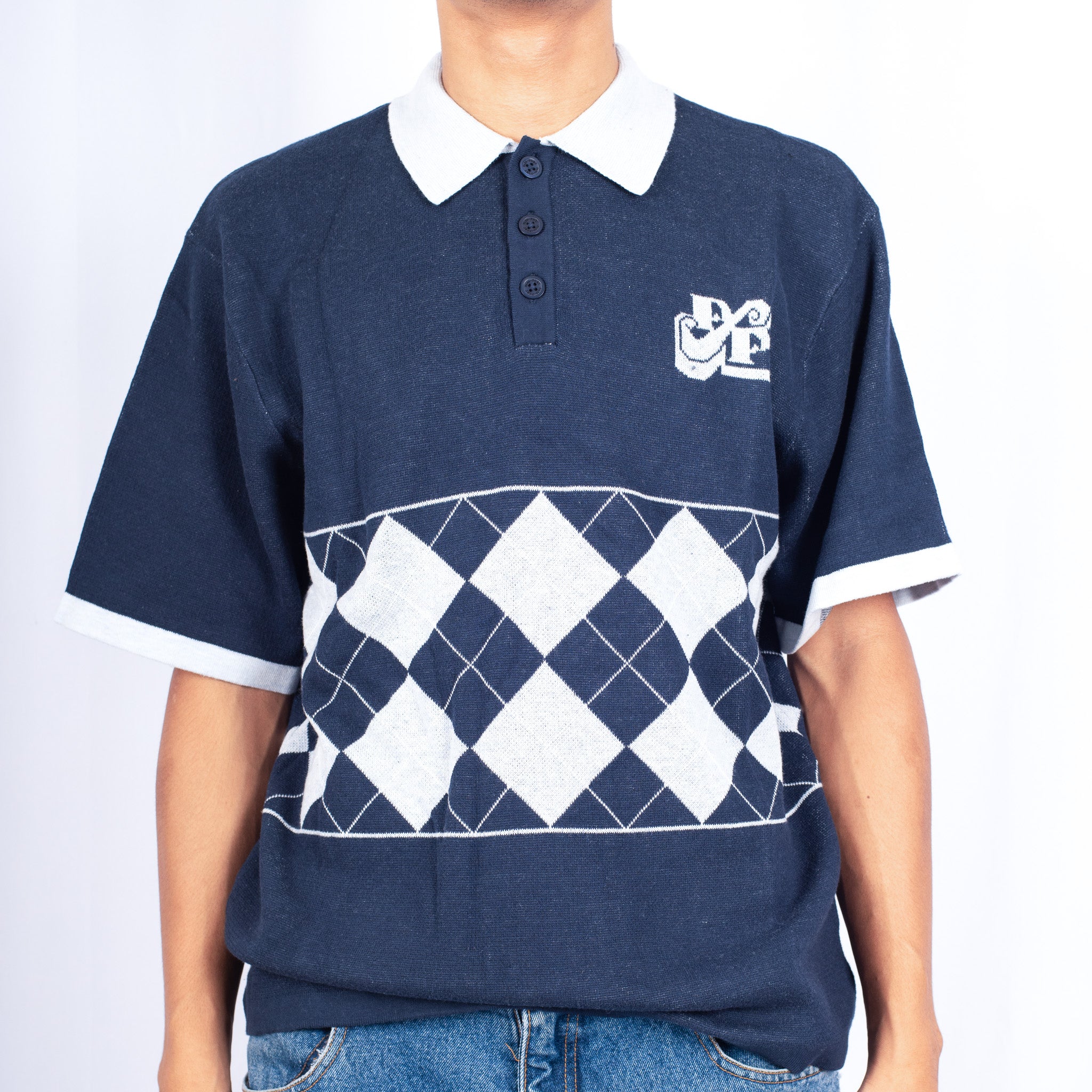 Pass~Port 'Tilde Stamp Knit' Polo (Navy)