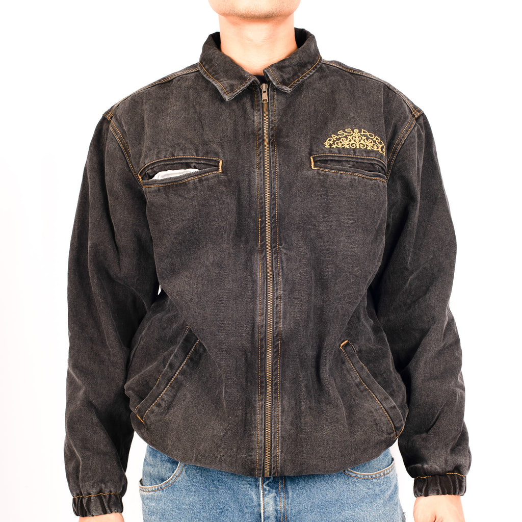 Pass~Port 'Vineyard Birds Denim Delivery' Jacket (Washed Black)