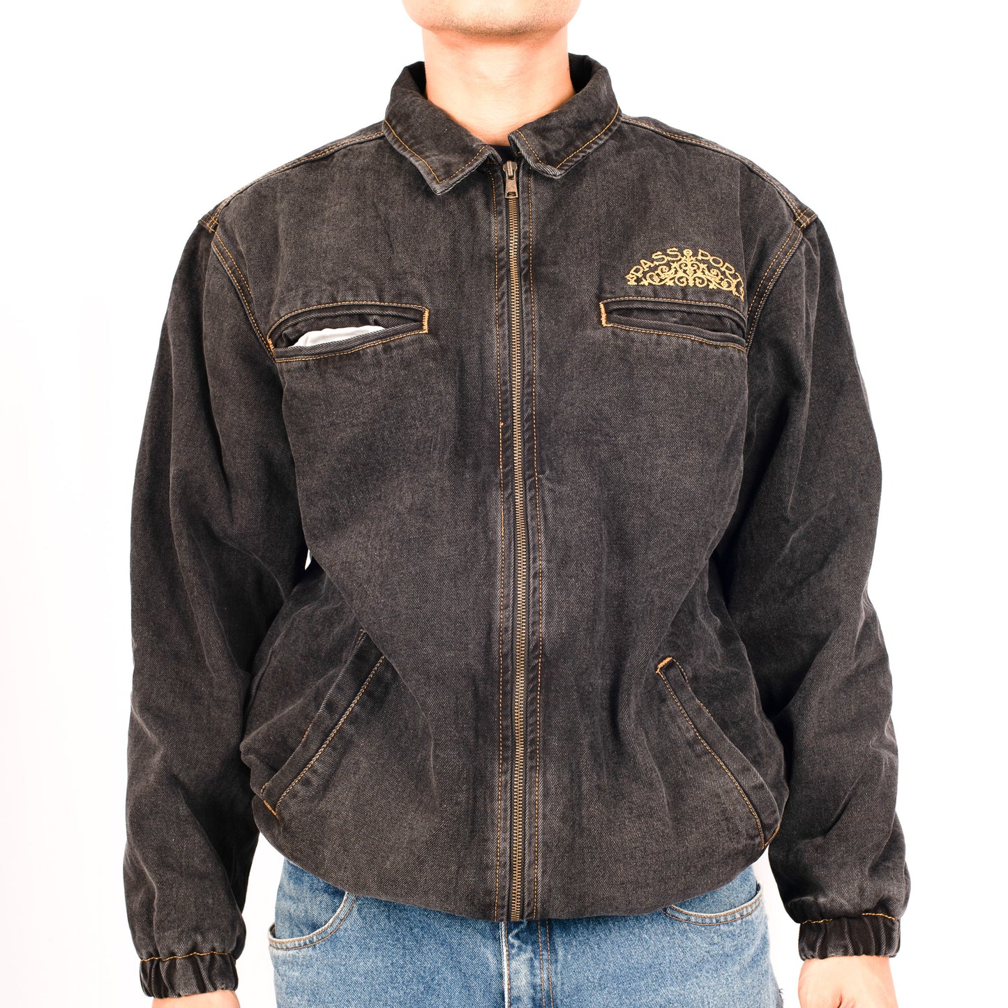 Pass~Port: Vineyard Birds Denim Delivery Jacket (WASHED BLACK)