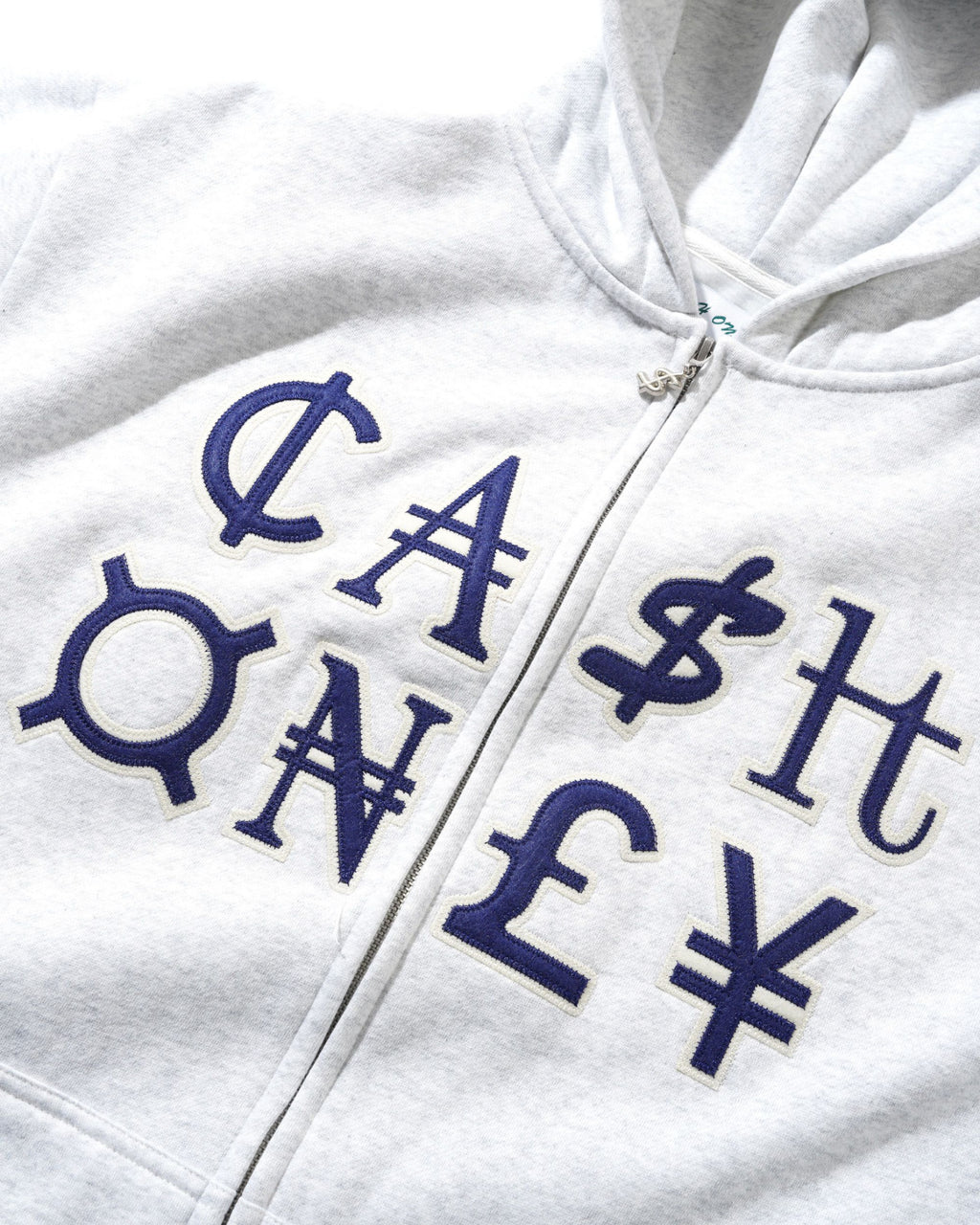 Cash Only 'Currency Zip-Thru' Hoodie (Ash)