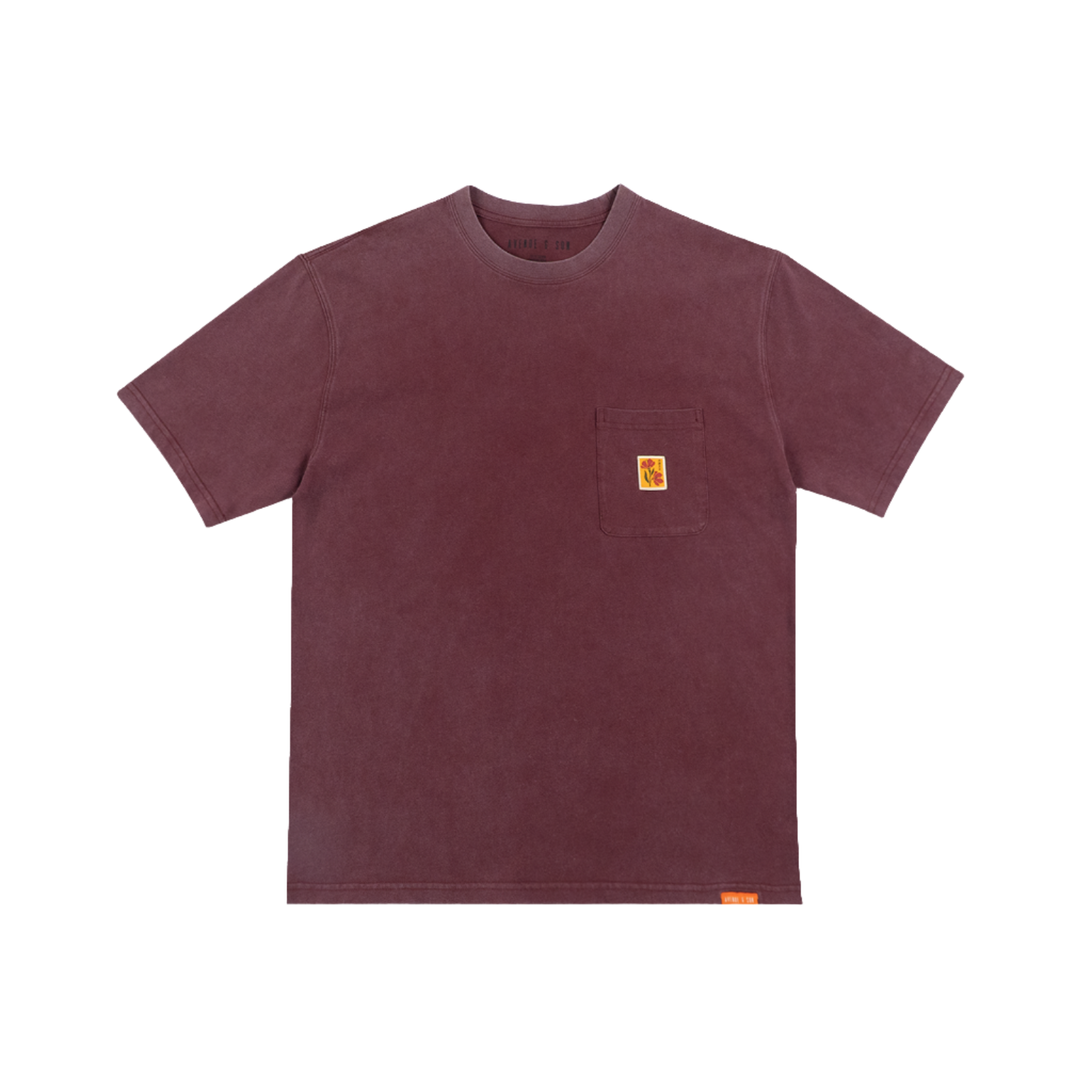Avenue & Son 'Washed Pocket' T-Shirt (Wine)