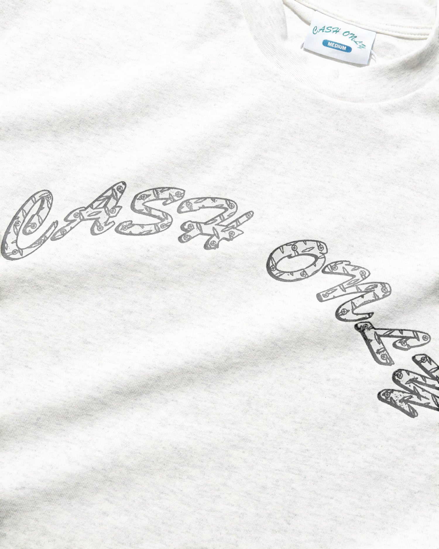 Cash Only 'Diamond Plate Logo' T-Shirt (Ash)
