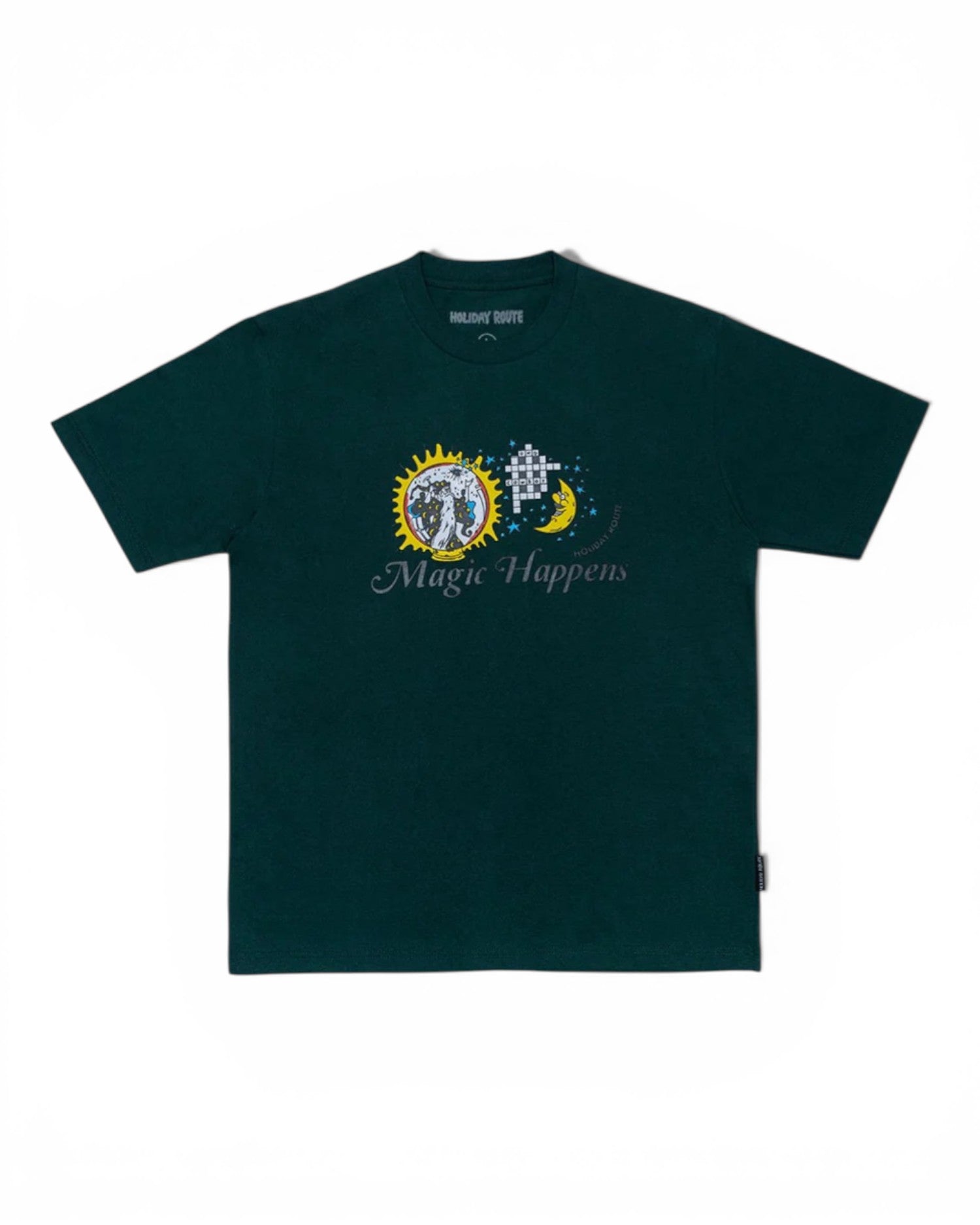 Holiday Route 'Magic Happens' T-Shirt (Dark Green)
