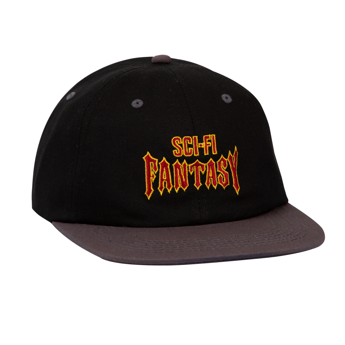 SCI-FI FANTASY BIKER LOGO HAT - BLACK/GUN METAL
