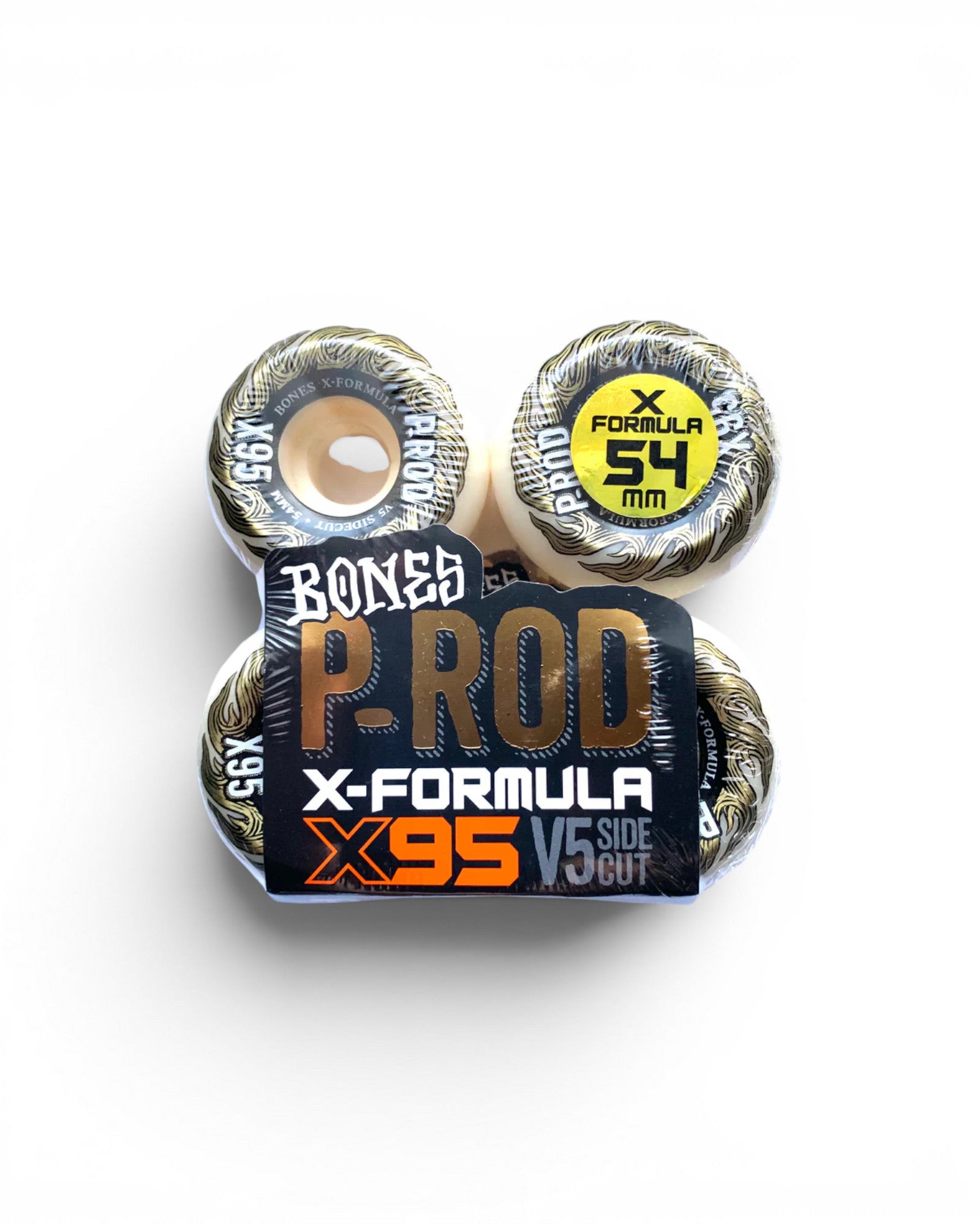Bones 54mm (95A) P-Rod 'X95 V5 Sidecut' Wheels (White)