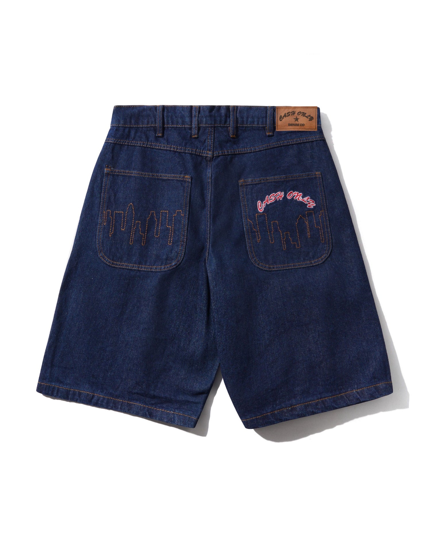 Cash Only 'Logo Denim' Shorts (Raw Indigo)