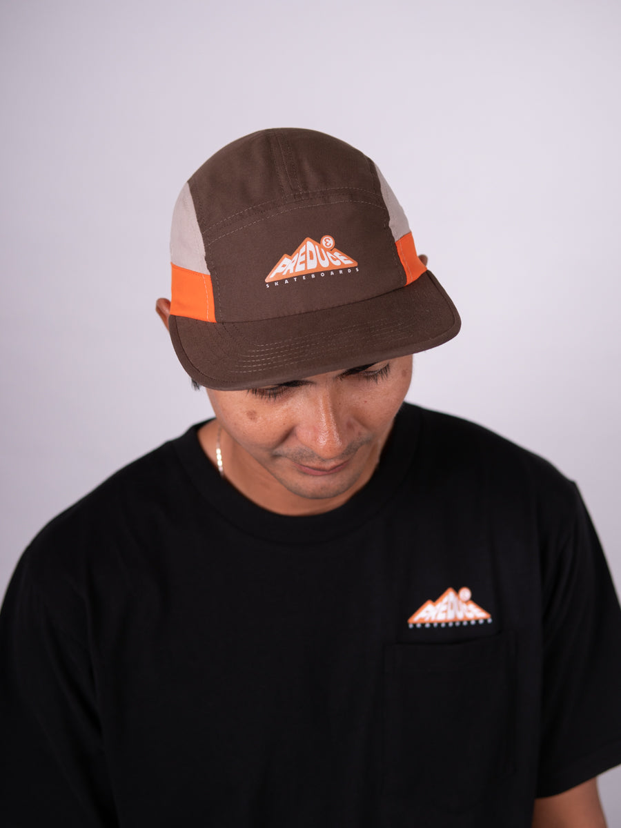 Preduce Skateboards 'Camping Racer' 5 Panel Hat (Chocolate/Orange/White)