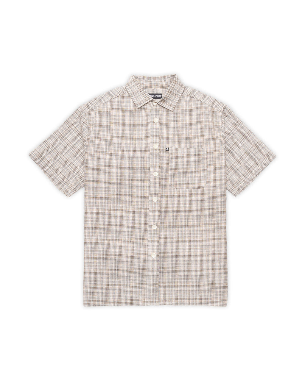 Pass~Port 'Workers Check -Sleeve' Short-Sleeve Shirt (Black/Bronze)