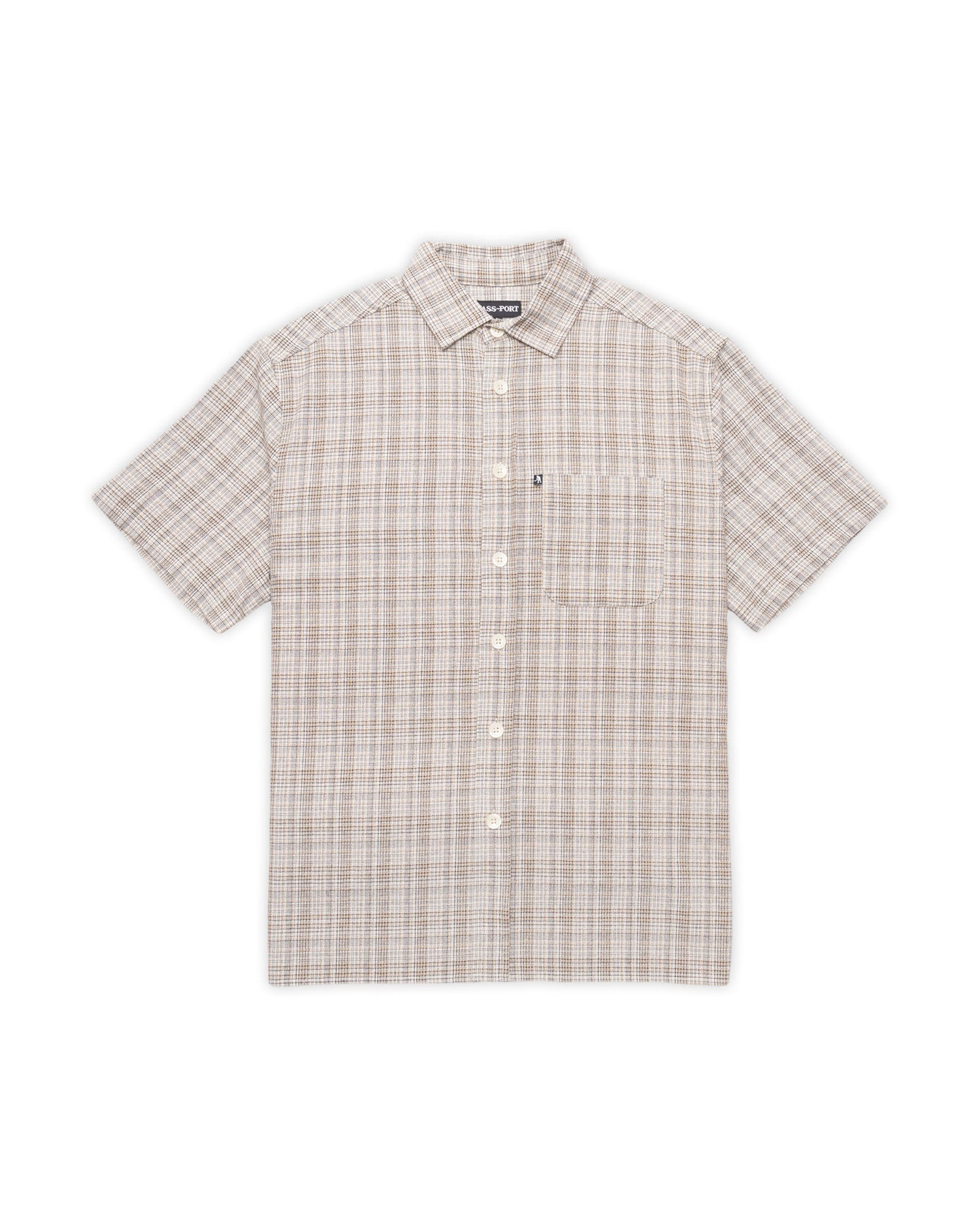 Pass~Port 'Workers Check -Sleeve' Short-Sleeve Shirt (Black/Bronze)