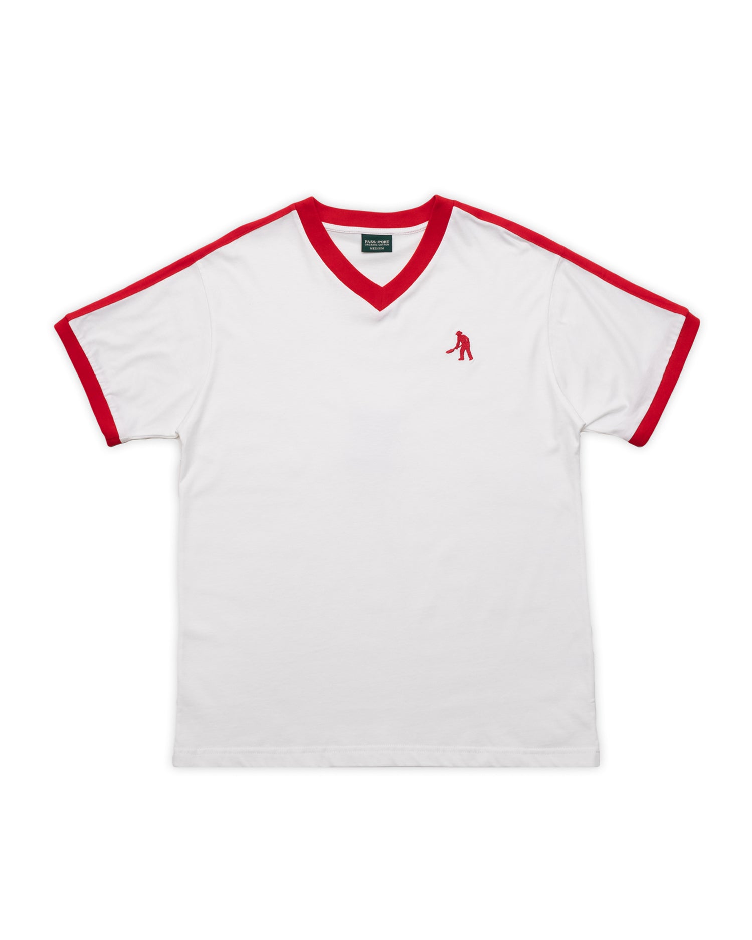 Pass~Port 'Workers Stripe Organic Cotton Jersey' T-Shirt (White/Red)