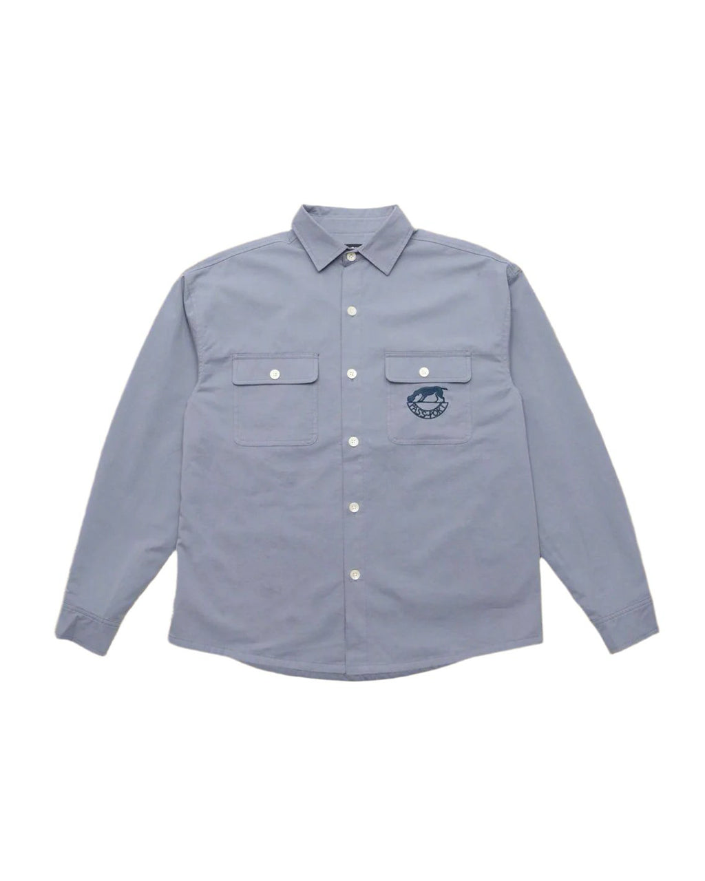 Pass~Port 'Fretworks Vineyard' Long-Sleeve Shirt (Steel Blue)
