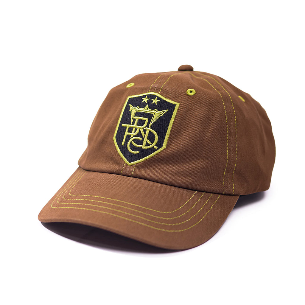 Preduce Skateboard 'PRDC FC' 6 Panel Hat (Brown/Neon Yellow)