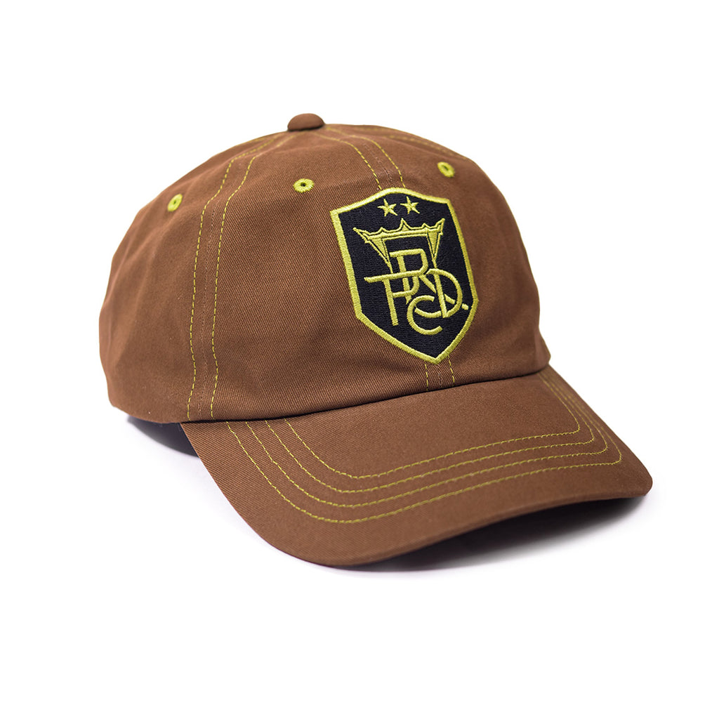 Preduce Skateboard 'PRDC FC' 6 Panel Hat (Brown/Neon Yellow)