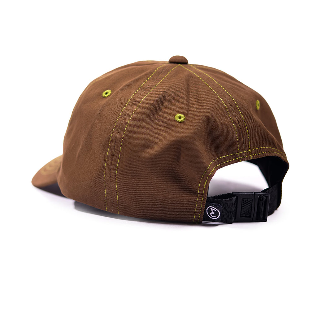 Preduce Skateboard 'PRDC FC' 6 Panel Hat (Brown/Neon Yellow)