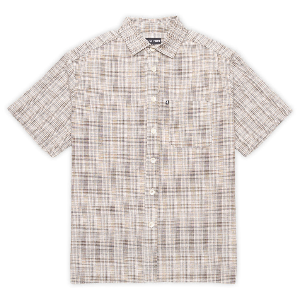 Pass~Port 'Workers Check -Sleeve' Short-Sleeve Shirt (Black/Bronze)