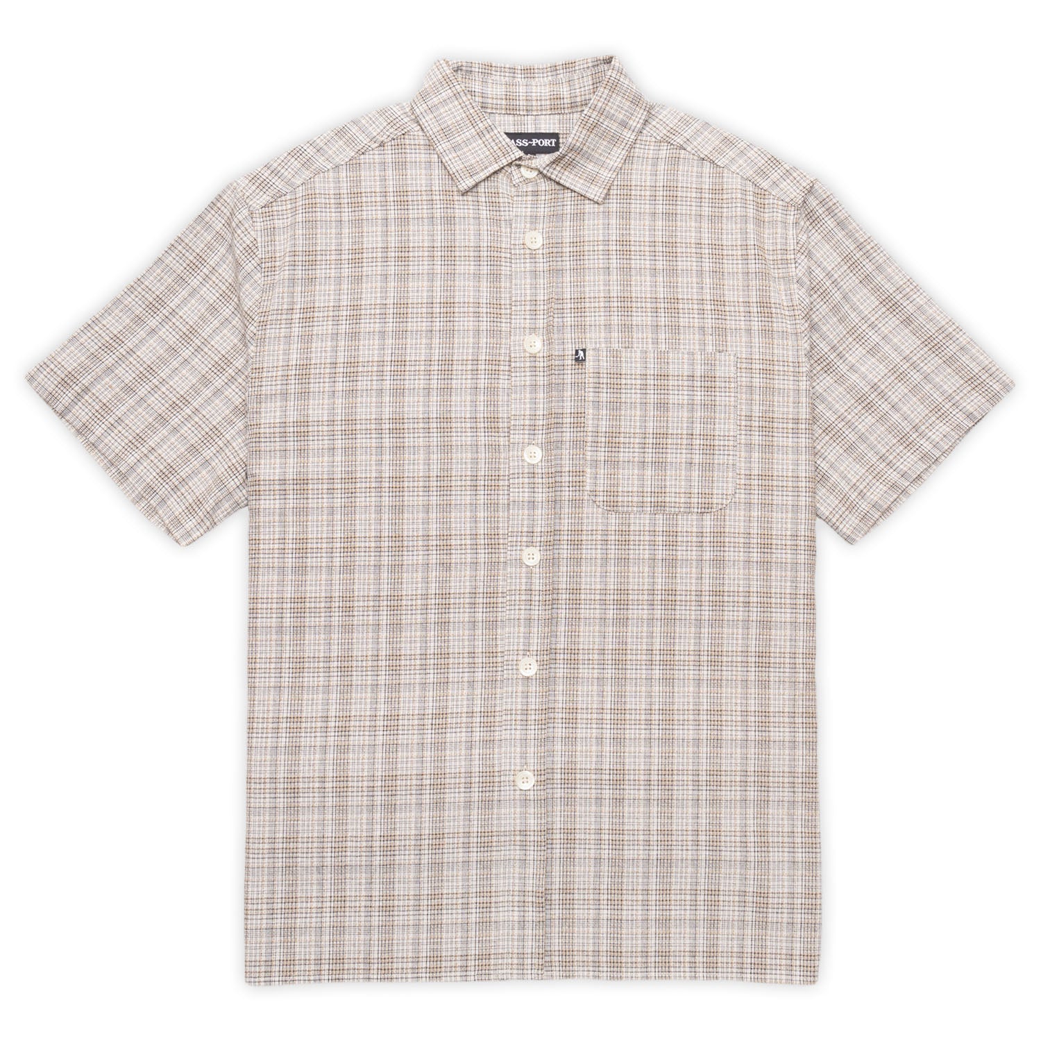 Pass~Port 'Workers Check -Sleeve' Short-Sleeve Shirt (Black/Bronze)