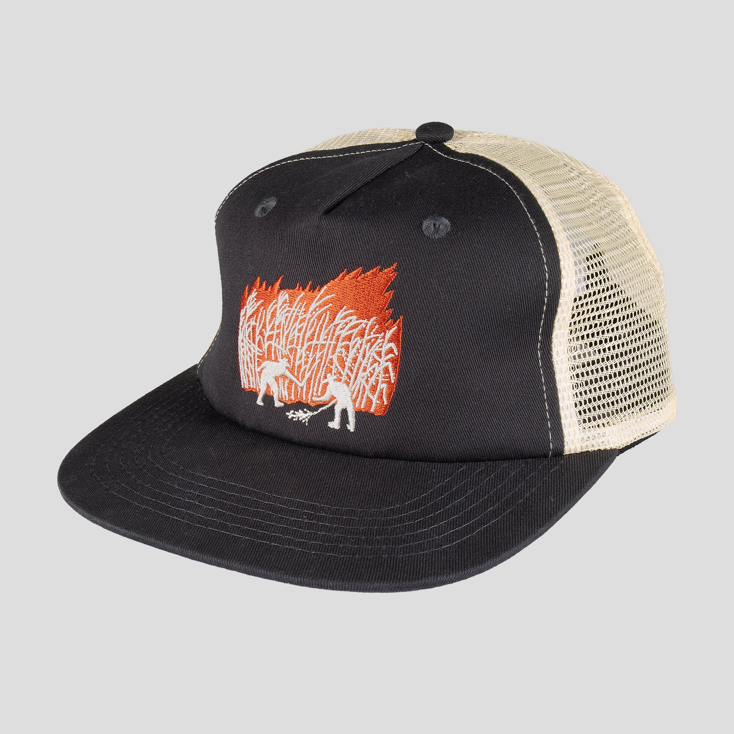 Pass~Port Skateboards: Brush Fire Workers Trucker Cap (Choc/Off White)