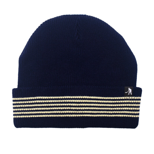 Pass~Port Organic Cotton Stripe Knit Beanie (Navy/Cream)